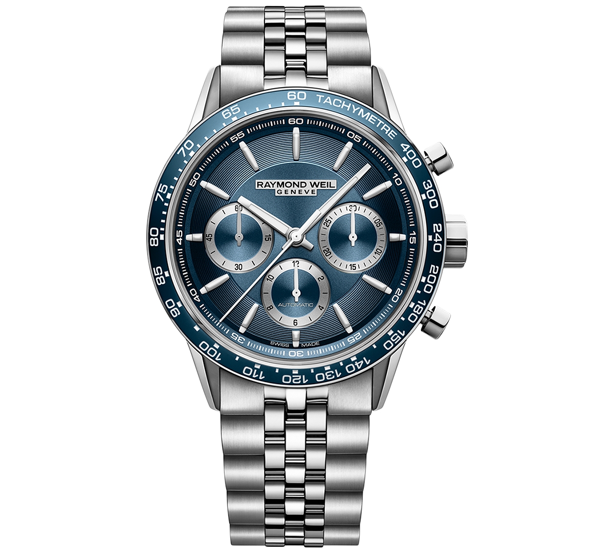 Men's Swiss Automatic Chronograph Freelancer Stainless Steel Bracelet Watch 44mm