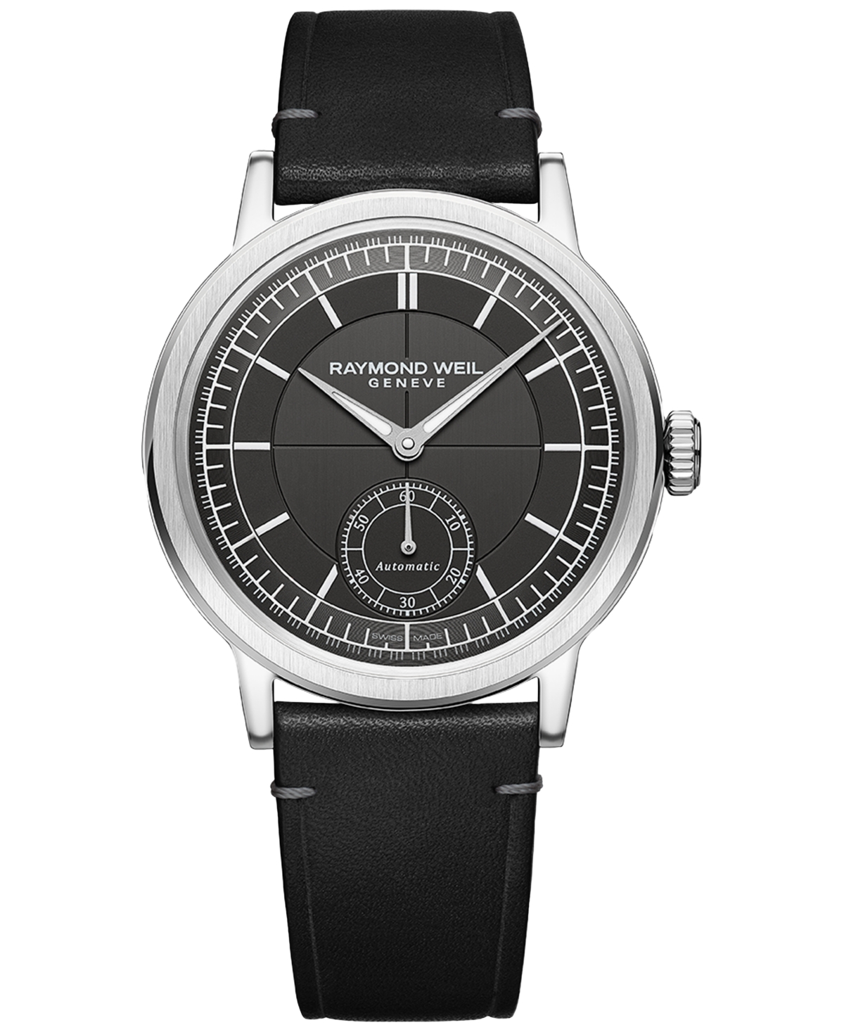 Men's Swiss Automatic Millesime Black Leather Strap Watch 40mm