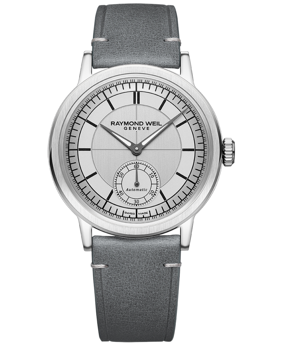 Men's Swiss Automatic Millesime Gray Leather Strap Watch 40mm