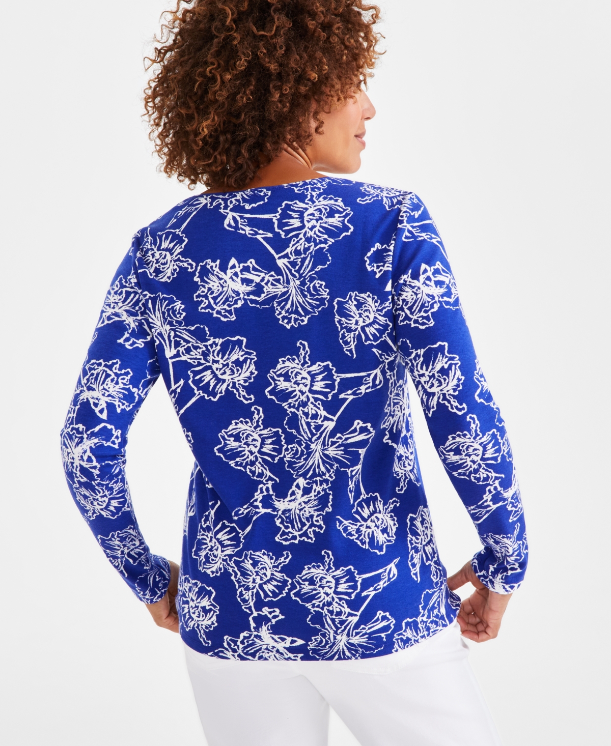 Style & Co Women's Printed Long-Sleeve Knit Top, Created for Macy's