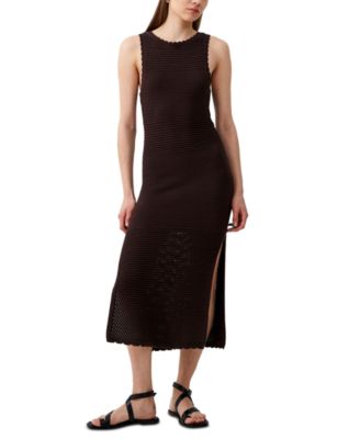 French Connection Women's Cotton Crochet Sleeveless Midi Dress