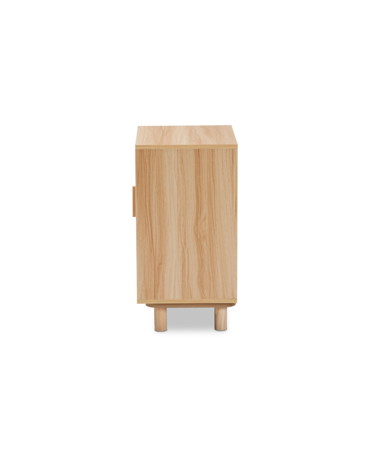 Baxton Studio Maclean Mid-century Modern Rattan And Natural Brown Finished Wood 1-door End Table In Beige,natural Brown