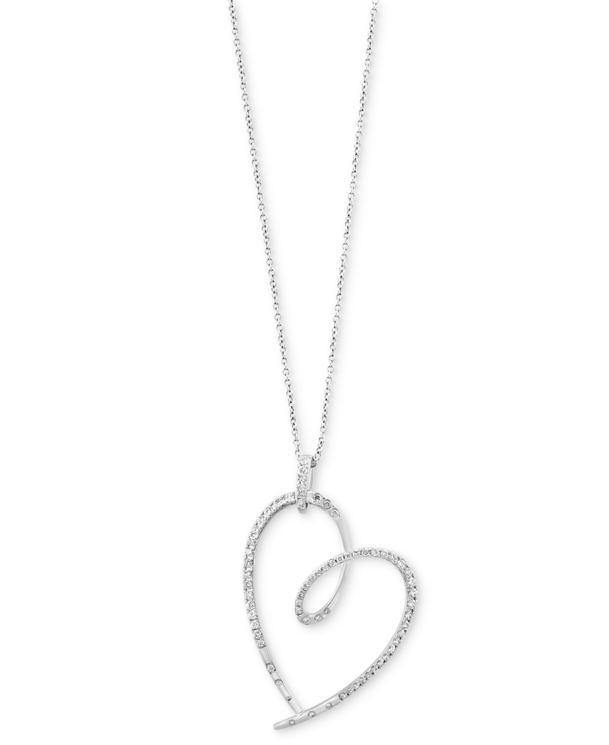 Effy Diamond Open Heart 18" Pendant Necklace (3/4 ct. t.w.) in 14k White Gold - White Gold