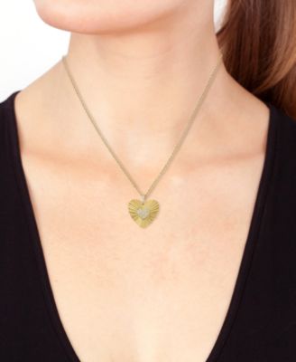 EFFY&reg; Diamond Heart Cluster Sunray 18" Pendant Necklace (1/6 ct. t.w.) in 14k Gold