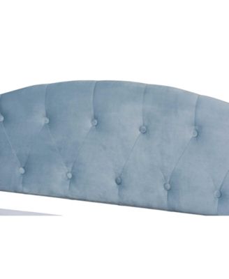 Benjamin Modern and Contemporary Light Blue Velvet Fabric Upholstered and Dark Brown Finished Wood Twin Size Daybed