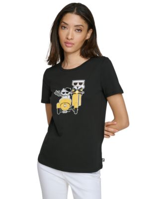 売れ筋商品|||カールラガーフェルド カットソー トップス レディース Women's Emoji Choupette T-Shirt White KARL LAGERFELD PARIS Women's Choupette Graphic Print T-Shirt