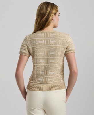 Lauren Ralph Lauren Women's Short-Sleeve Geo-Print Sweater