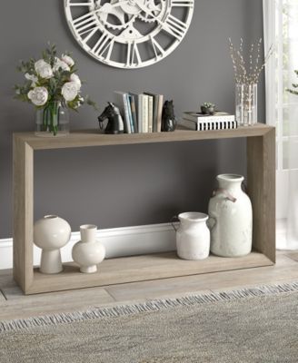Osmond 55" Wide Rectangular Console Table in Antiqued Gray Oak