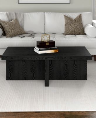 Elna 44" Wide Rectangular Coffee Table in Black Grain