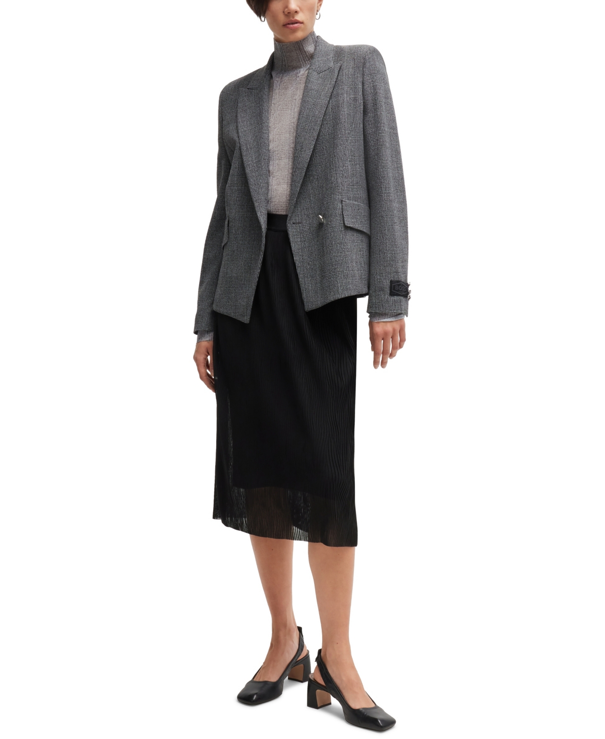 Boss by Hugo Boss Women's Plisse Pleats Stretch-Tulle Skirt