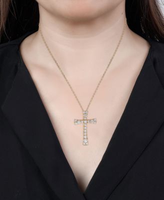 Diamond Cross Pendant Necklace (1 ct. t.w.) in 14k Gold, 16" + 2" extender