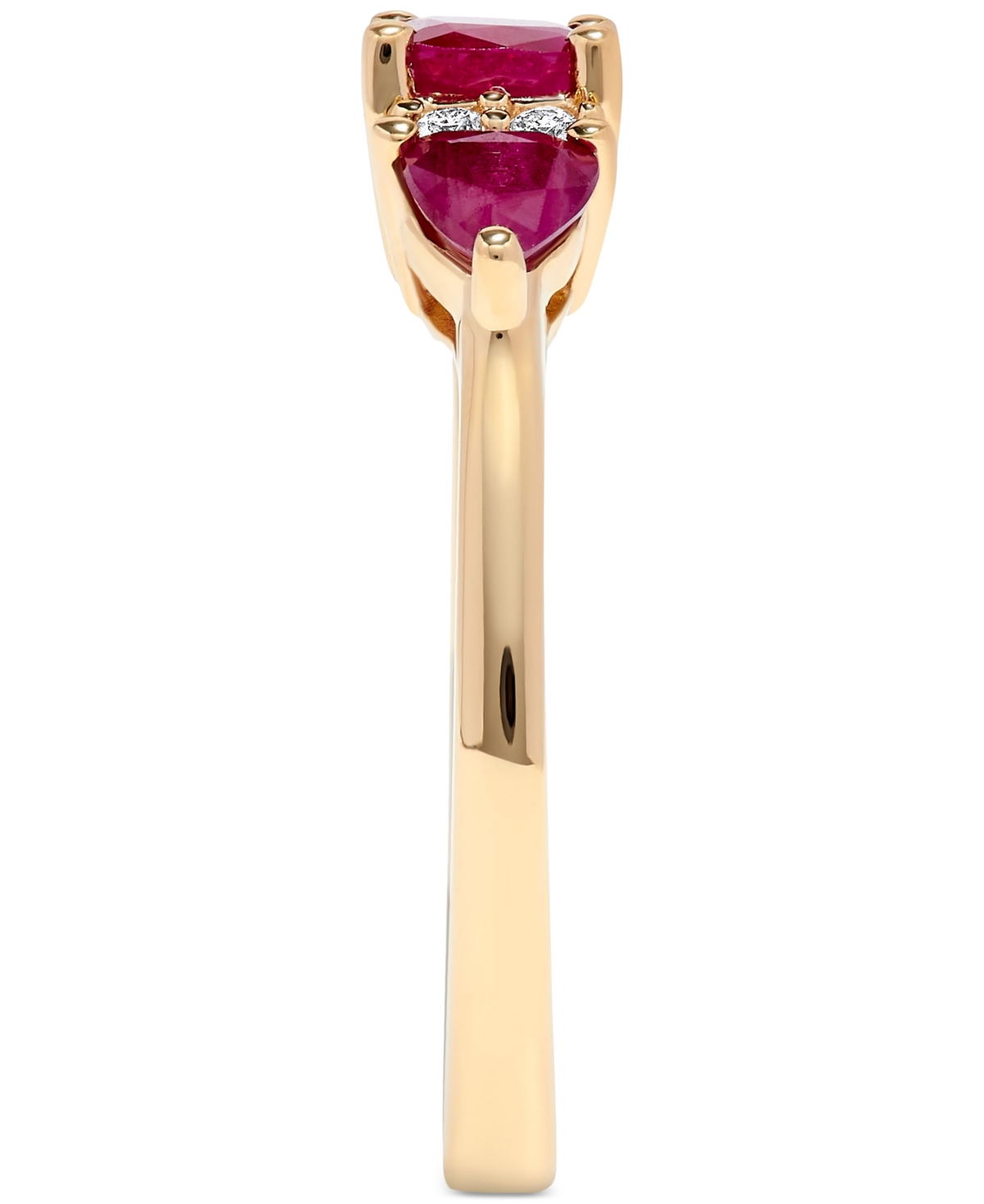 Macy's Ruby (1-3/8 Ct. T.w.) & Diamond (1/20 Ct. T.w.) Three Stone Ring In 14k Gold In Ruby