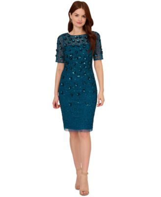 Adrianna Papell Beaded Floral Sheath Dress Macy s