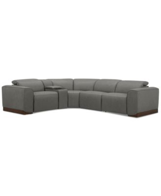 Lovro 5-Pc. Leather Sectional with 2 Power Motion Chairs & 1 Console