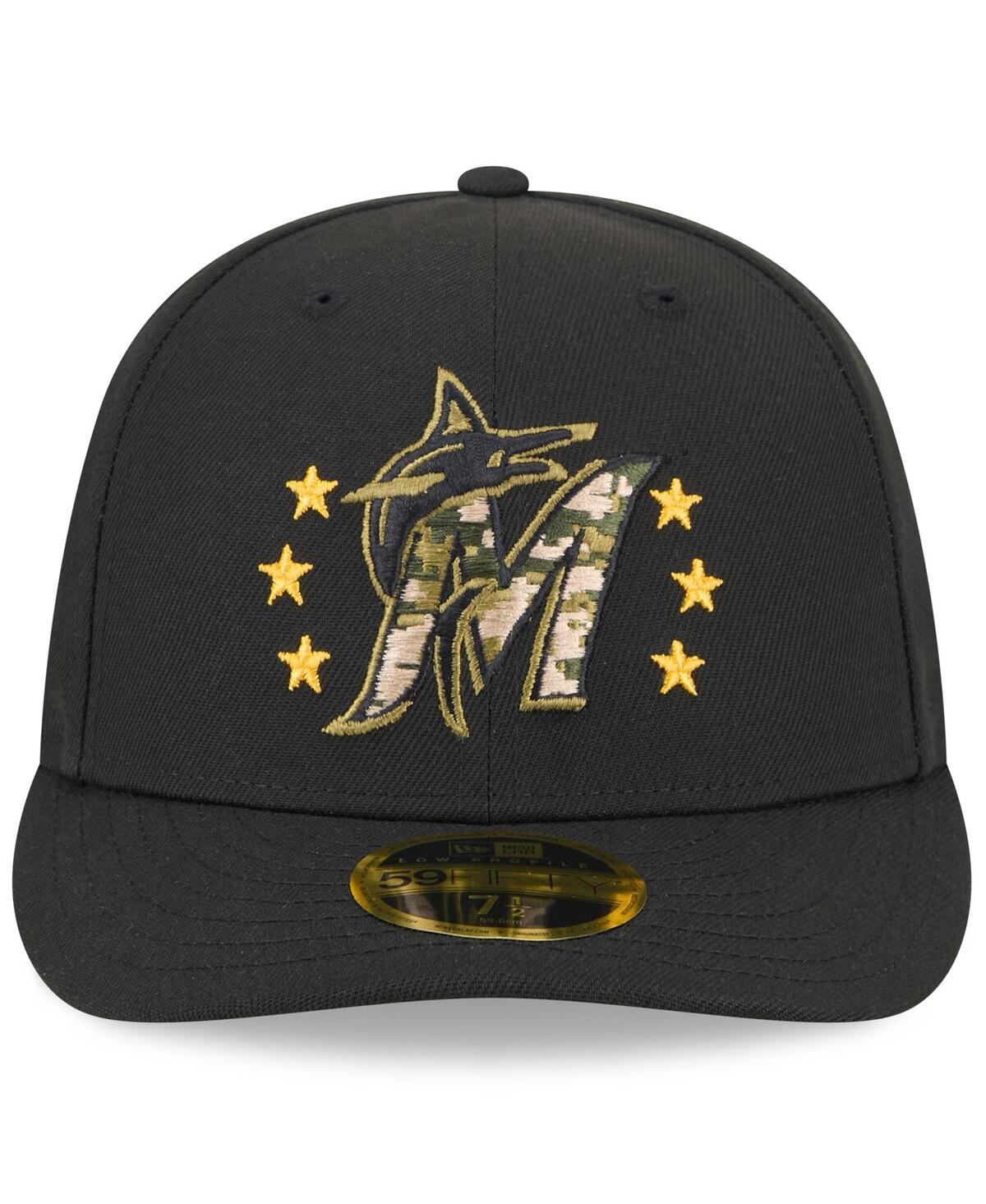 New Era Men's Black Miami Marlins 2024 Armed Forces Day Low Profile 59fifty Fitted Hat In Black