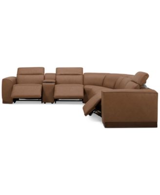 Lovro 7-Pc. Leather Sectional with 3 Power Motion Chairs & 1 Console, Created for Macy's