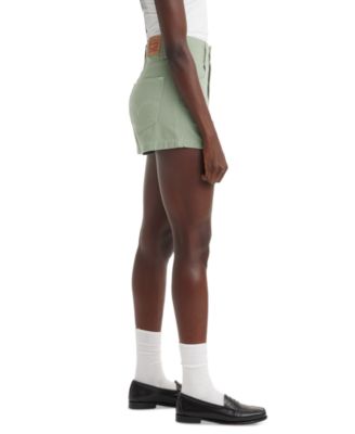Women's Cotton High-Rise Double Button Mom Shorts