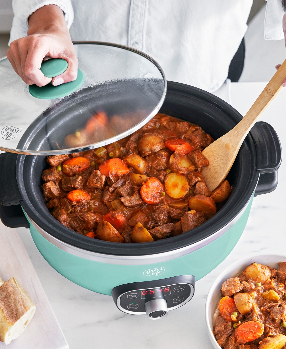 Greenlife Cook Duo Healthy 6qt Ceramic Nonstick Slow Cooker In White