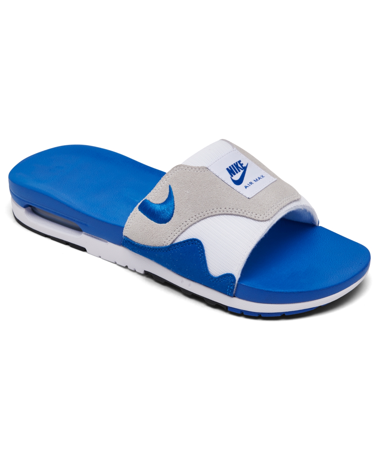 Shop Nike Men's Air Max 1 Slide Sandals From Finish Line In White,royal