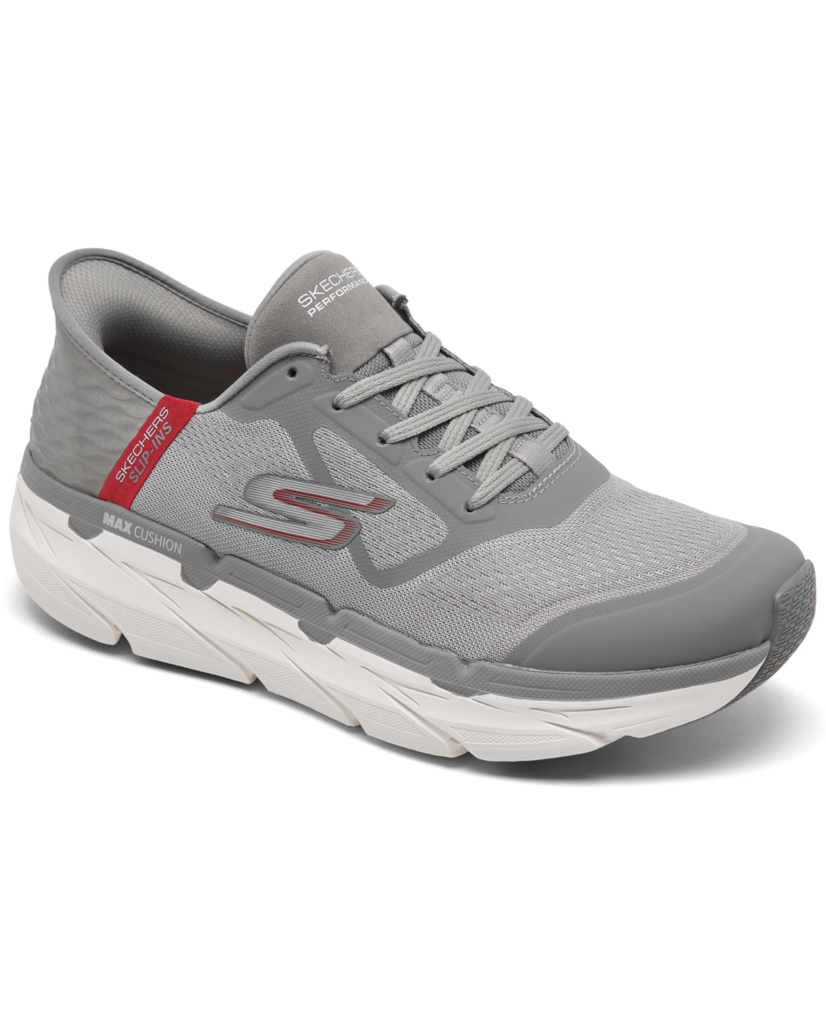 Men's Max Cushioning Premier Running and Walking Sneakers from Finish Line - Grey/Red