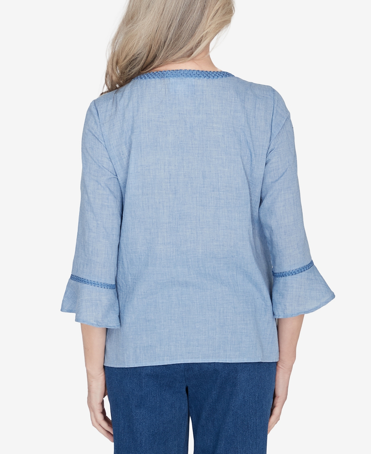 Alfred Dunner Petite Scottsdale Center Embroidered Split Neck Top