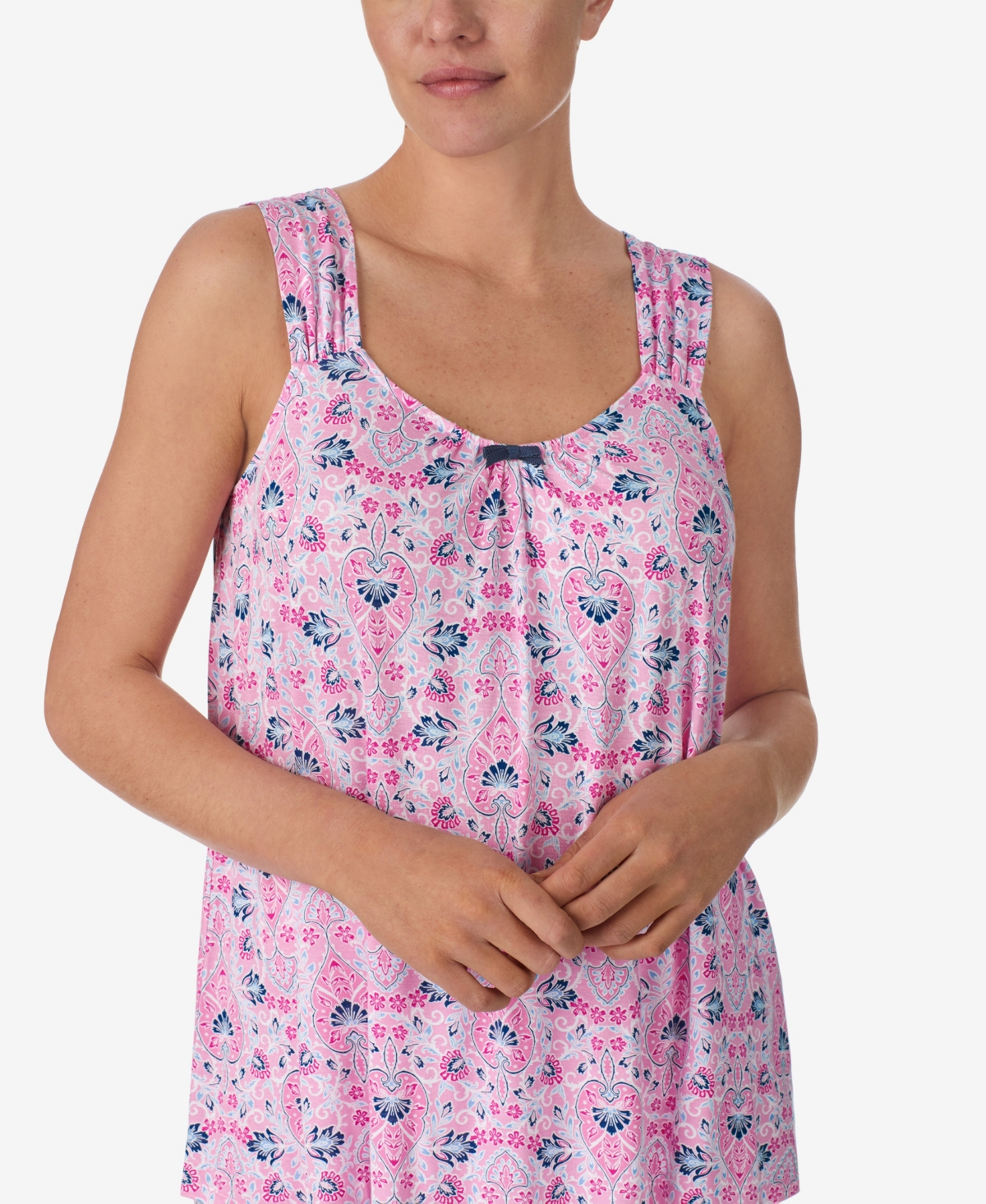 Shop Ellen Tracy Women's Sleeveless Cropped Pj Set In Pink Damask