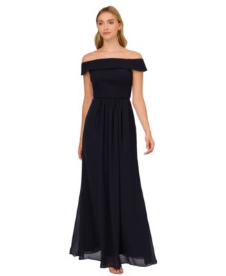 Adrianna Papell Off The Shoulder Chiffon Gown Macy s