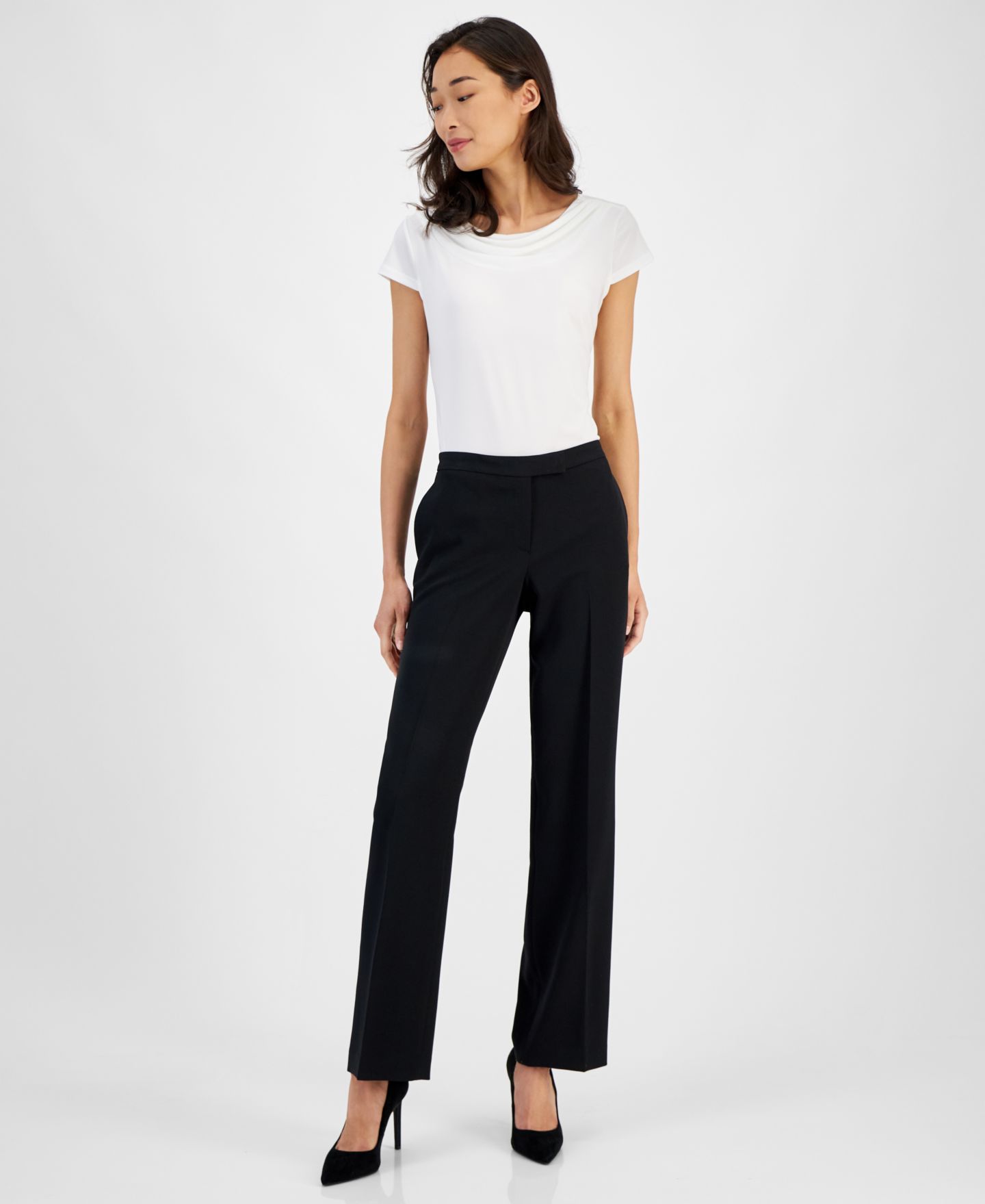 Женские брюки Kasper Claire Mid-Rise Straight Leg Trouser, цвет: Чёрный — фото 8