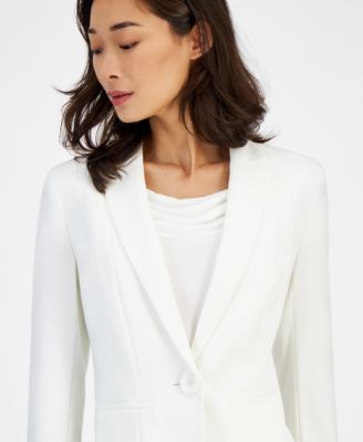 Women's Stretch Crepe One Button Blazer, Regular & Petite
