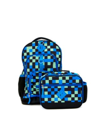 Boy's Checkered Lunchbox Backpack Set