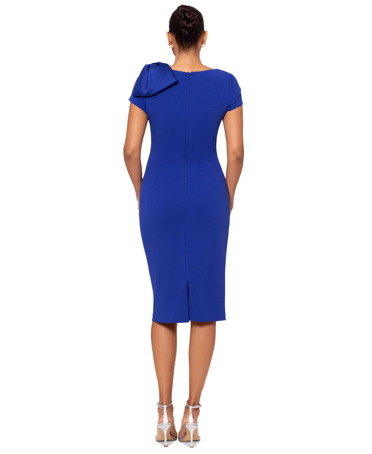 Shop Betsy & Adam Petite Bow-embellished Sheath Dress In Indigo