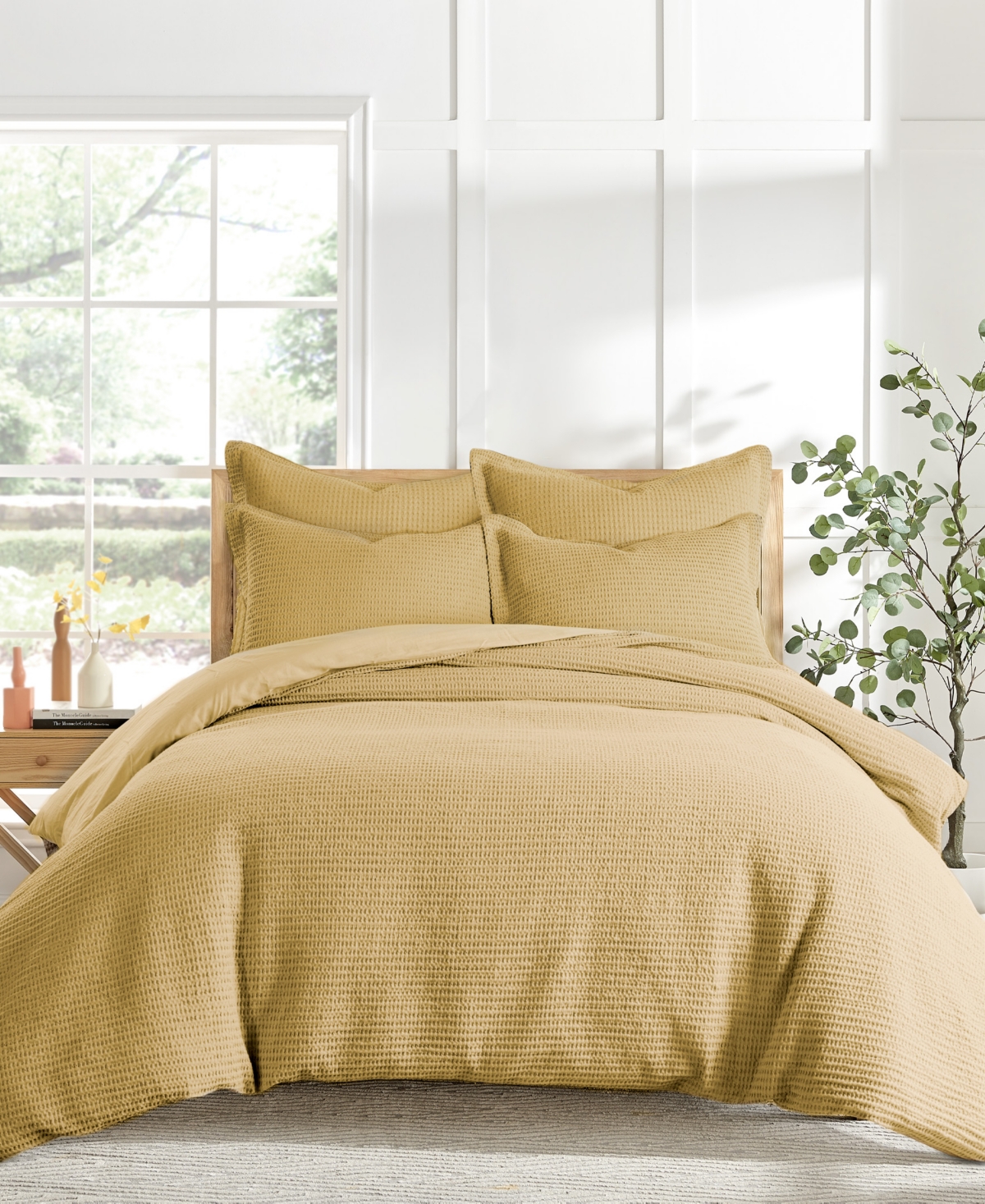 Levtex Cloud Waffle Textured 3-pc. Duvet Cover Set, King/california King In Ochre