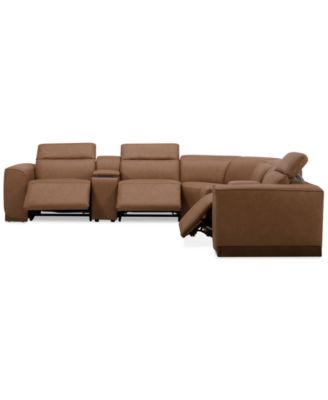 Lovro 7-Pc. Leather Sectional with 3 Power Motion Chairs & 2 Consoles, Created for Macy's
