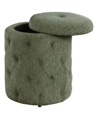 Office Star Erindale Round Storage Ottoman in Pine Fabric