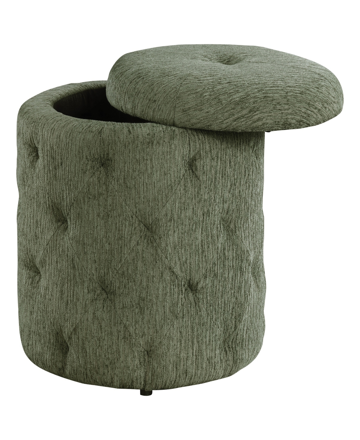 Osp Home Furnishings Office Star Erindale Round Storage Ottoman In Pine Fabric In Sage Green