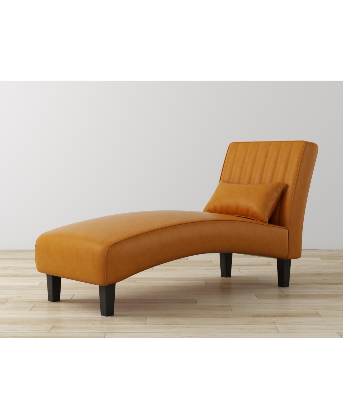 Gold Sparrow Newport 23.5" Pu Leather Channel Tufted Chaise Lounge, Created For Macy's In Butterscotch