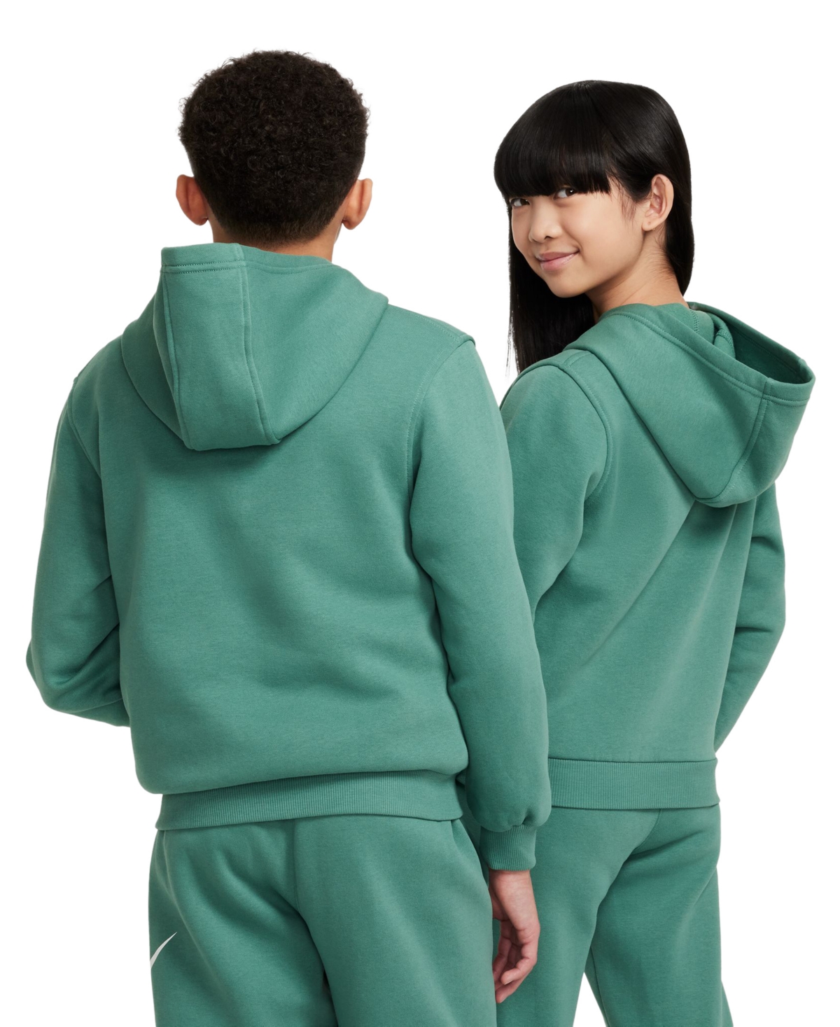 Nike Big Kids' Sportswear Club Fleece Hoodie -white/vintage Green