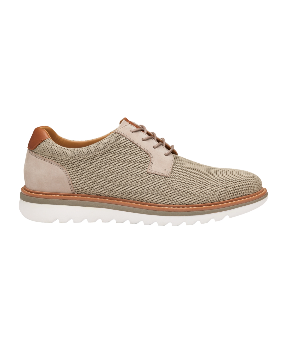 Shop Johnston & Murphy Men's Braydon Knit Plain Toe Casual Lace Up Sneakers In Taupe