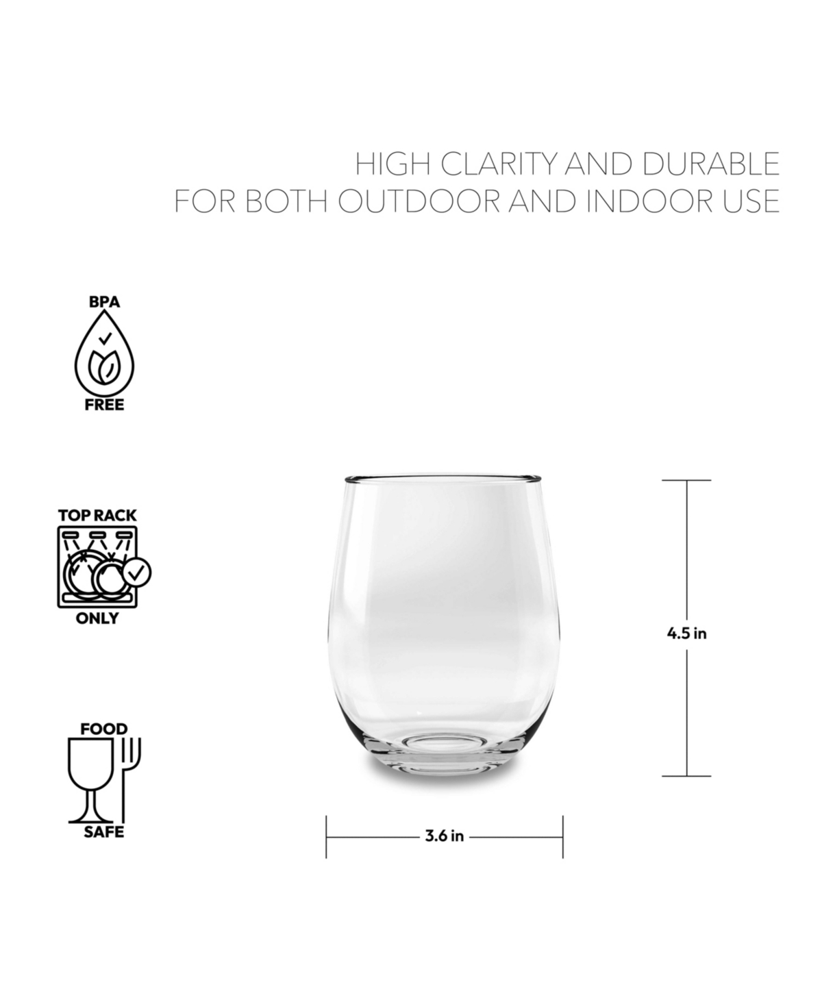Tarhong Tritan Montana Stemless Drinkware Set 18 Oz., Set Of 8 In Clear