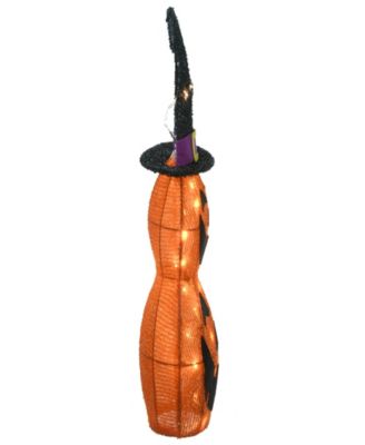 National Tree Company 19" Pre-Lit Stacked Pumpkins in Witch's Hat Outdoor Decoration, LED Lights, Halloween Collection