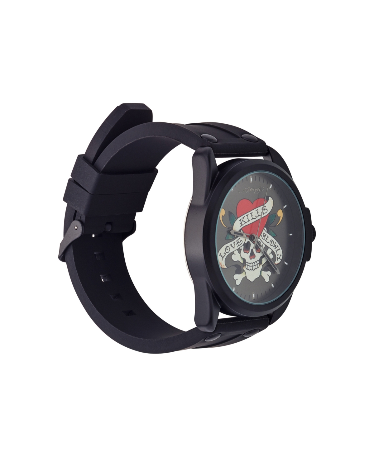 Shop Ed Hardy Men's Matte Black Silicone Strap Watch 46mm In Black Sunray,matte Black