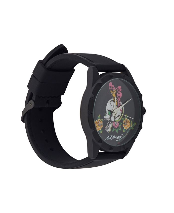Ed Hardy Women's Matte Black Silicone Strap Watch 40mm - Macy's