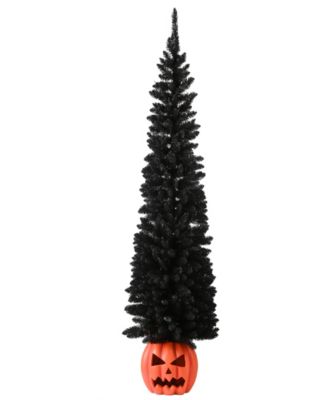 6' Pre-Lit Artificial Halloween Tree, Evergreen, LED Lights, Includes Pumpkin Base, Halloween Collection