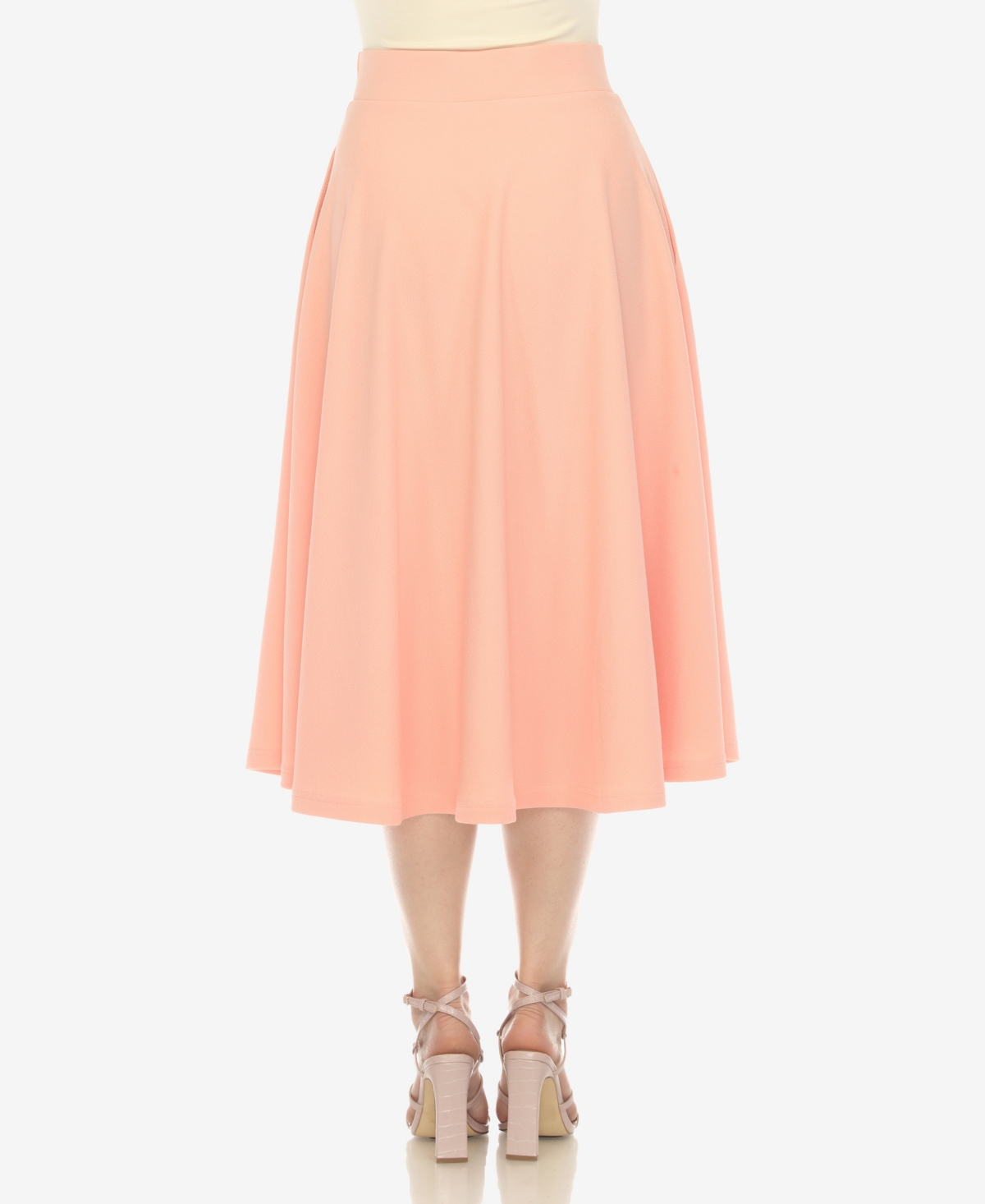 White Mark Women's Flared Skirt With Pockets In Peach