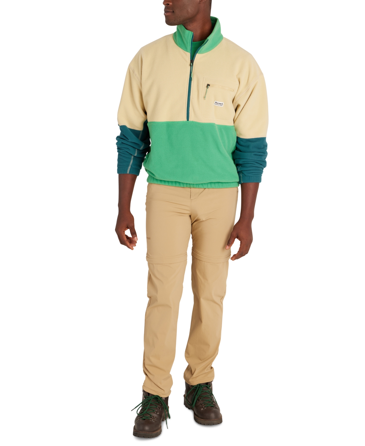 Marmot Men's Retro Rockin Colorblocked 1/2-Zip Sweatshirt -clover/dark Jungle