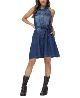 frye white denim dress Frye Women's Size XL White Long Sleeve Denim Button Front Mini Dress - $28