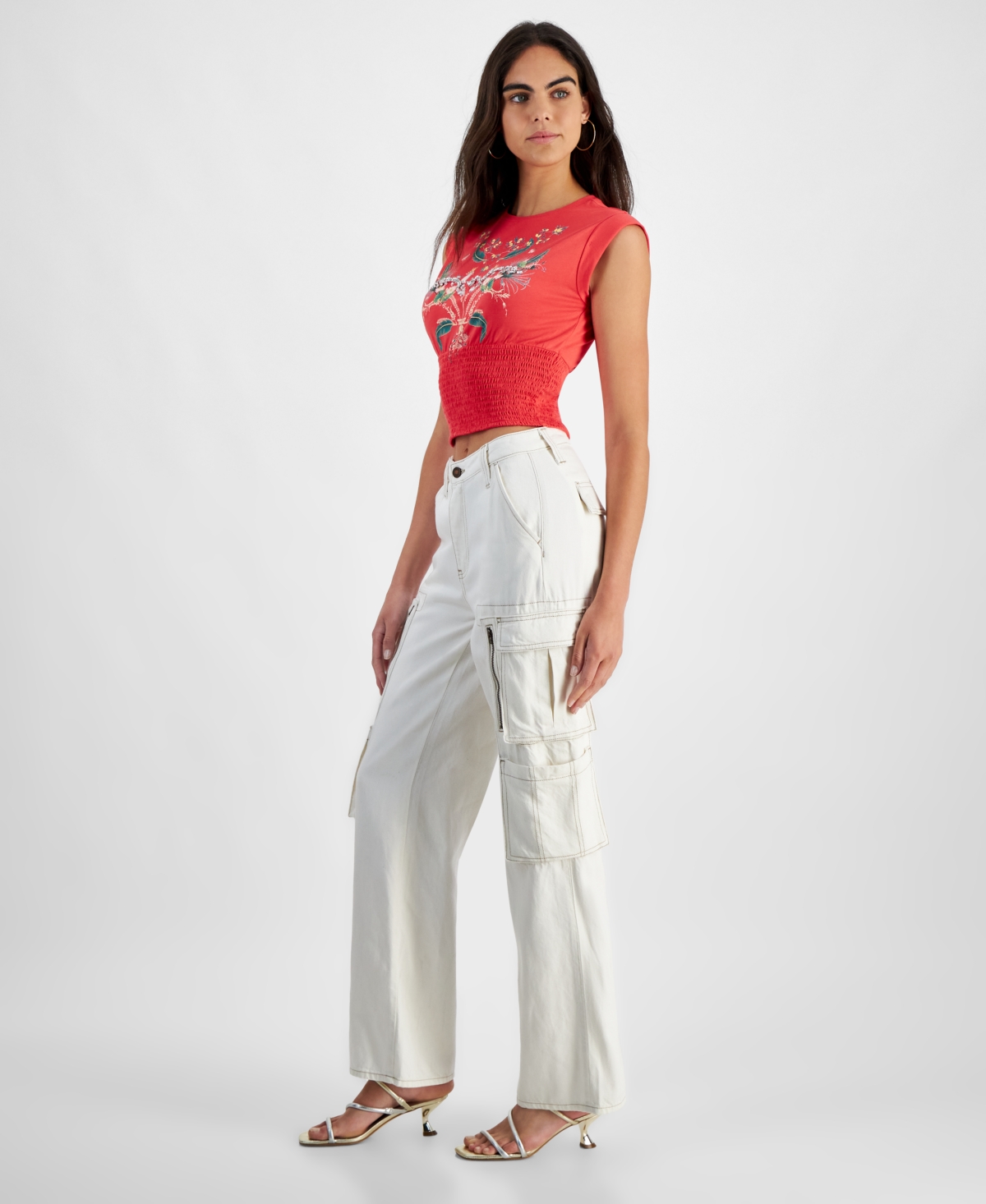 Guess Women's Kori High Rise Straight Leg Cargo Pants