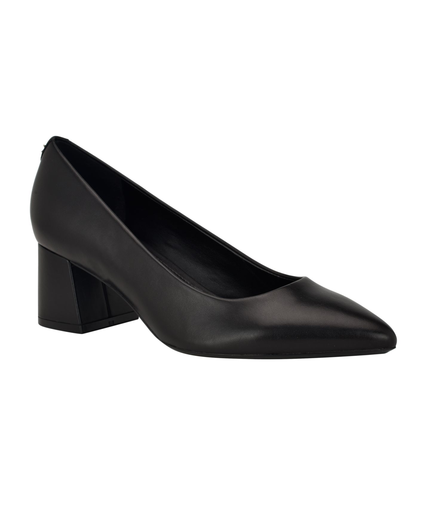 Женские туфли Calvin Klein Lenott Pointy Toe Block Heel, цвет: Чёрный кожаный — фото 1