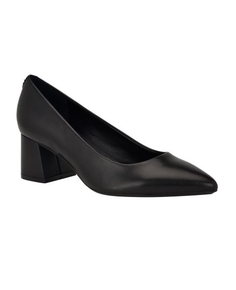 Женские туфли Calvin Klein Lenott Pointy Toe Block Heel, цвет: Чёрный кожаный