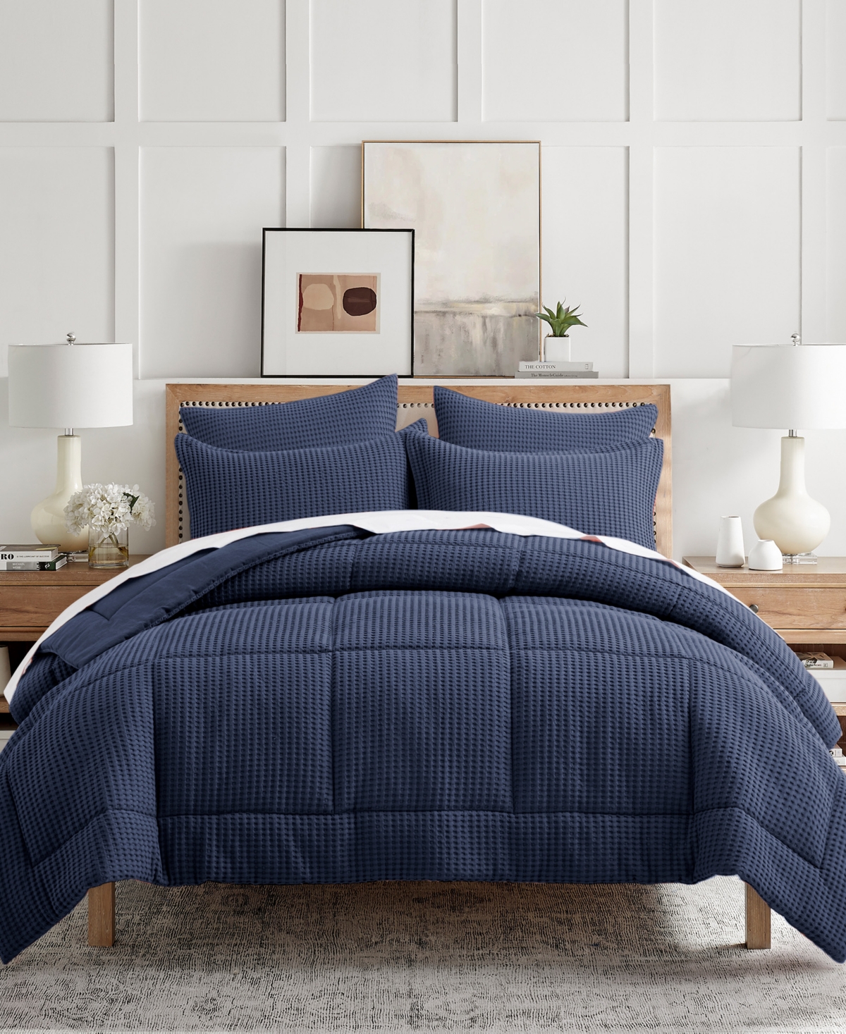 Levtex Mills Waffle Textured 3-pc. Duvet Cover Set, King/california King In Navy